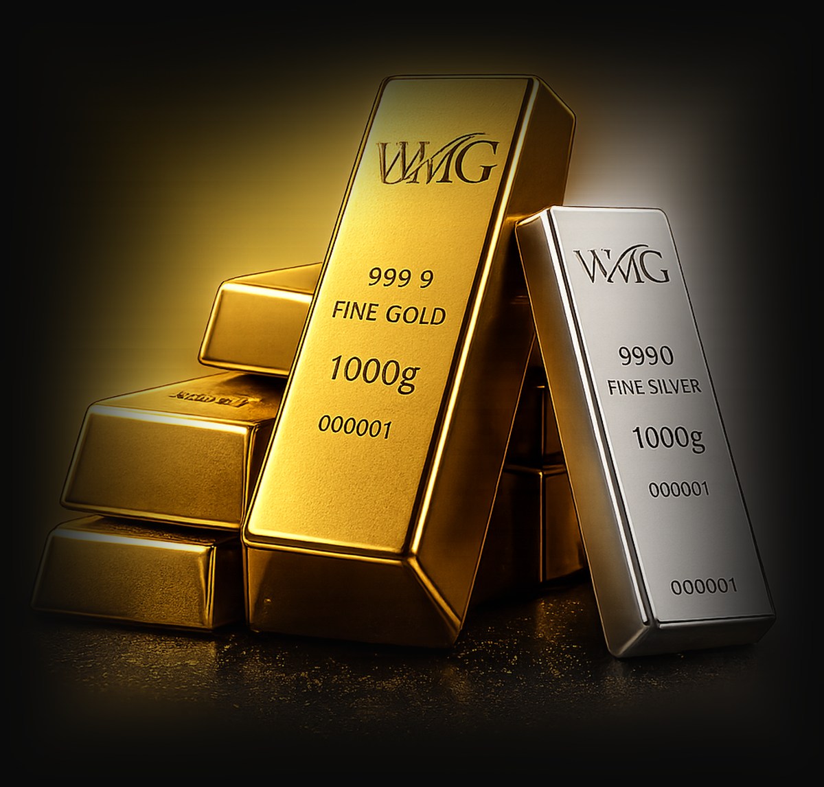 WMG 1000g fine gold and fine silver bullion bars