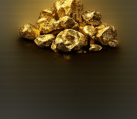 Natural and refined gold nuggets